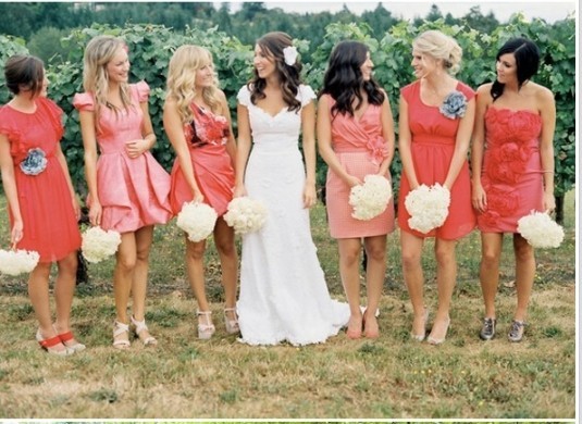 Coral bridesmaids dresses